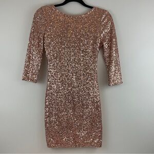TOBI Gold Sequin Open Back Party Bodycon Mini Dress